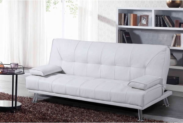 Белый кожаный диван кровать
